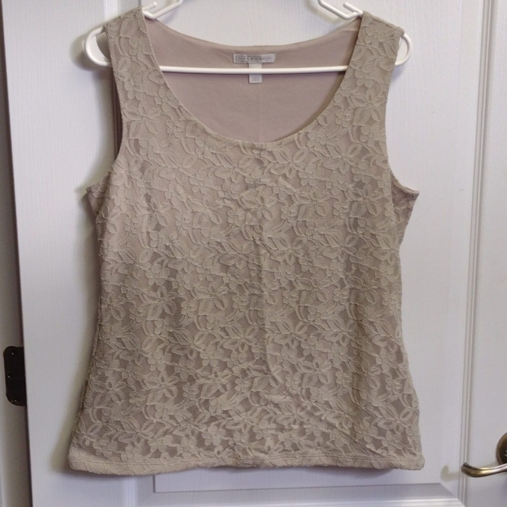 DANA Buchman Lace Overlay Sleeveless Top